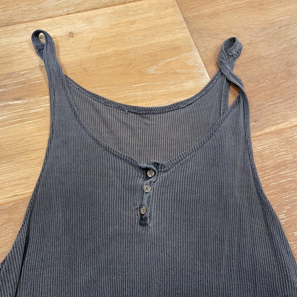 Grey Ribbed Tank Top - Picture 2 of 2